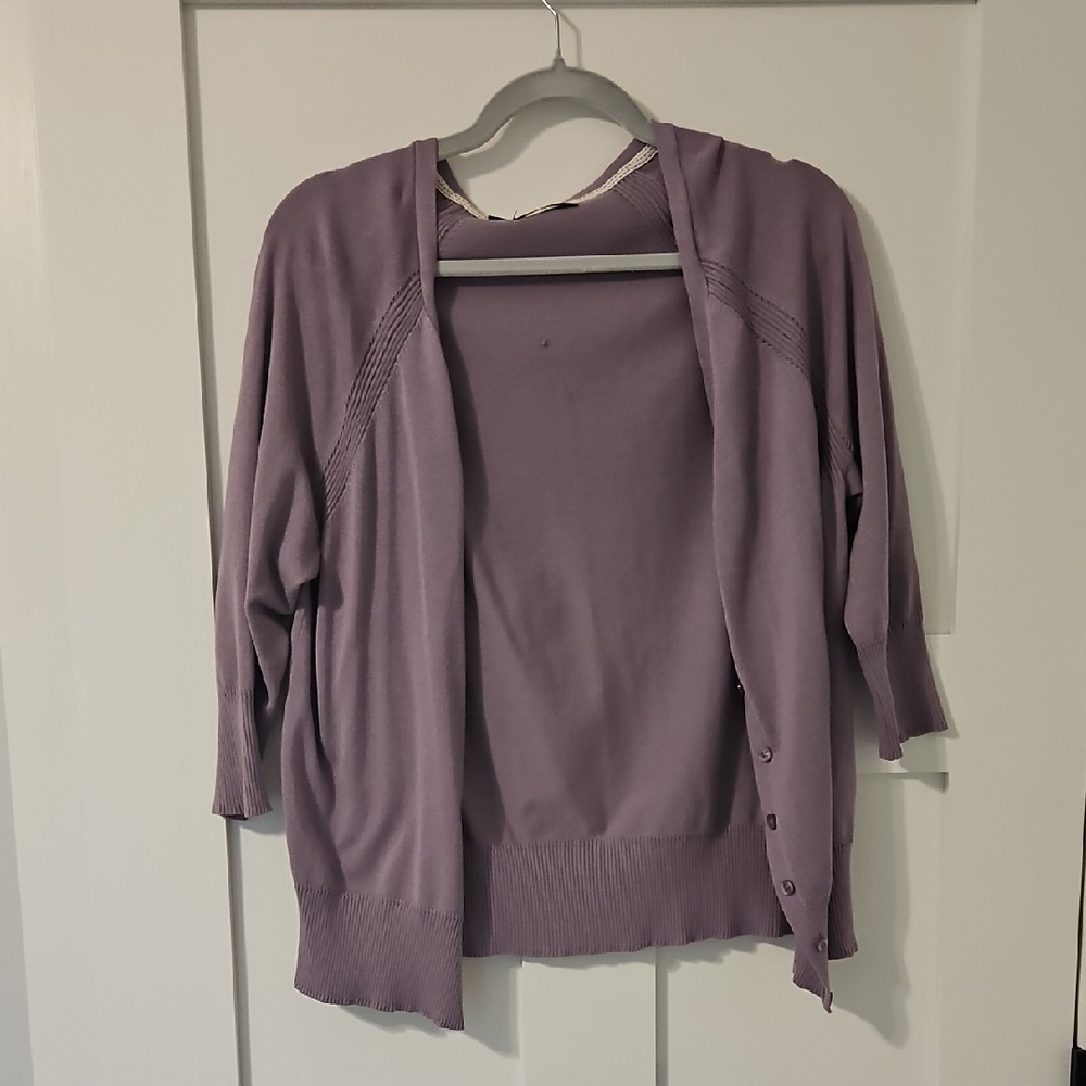 Maurices Purple Cardigan Sweater Lightweight Open-Front